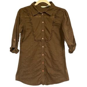 Maurice Brown button up‎ blouse